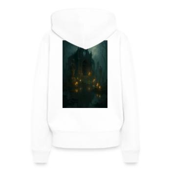 Ruine gothique au clair de lune - Sweat à capuche Premium bio Femme - blanc - Dos - Julia (174cm)