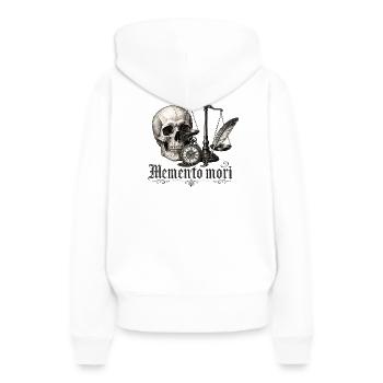 Memento Mori Crâne et Horloge - Sweat à capuche Premium bio Femme - blanc - Dos - Julia (174cm)