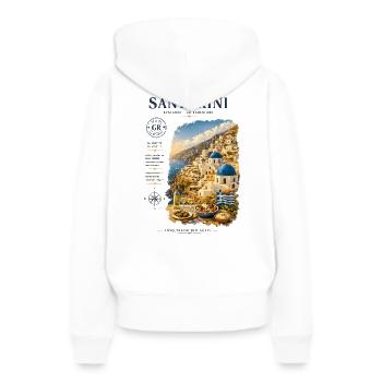 Santorini Inseltraum - Frauen Premium Bio Hoodie - Weiß - Hinten - Julia (174cm)