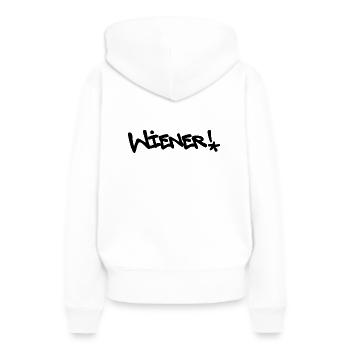 Wiener - Frauen Premium Bio Hoodie - Weiß - Hinten - Julia (174cm)
