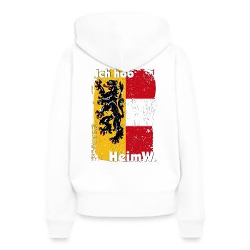 Heimweh - HeimW in meine Heimat Salzburg - Frauen Premium Bio Hoodie - Weiß - Hinten - Julia (174cm)