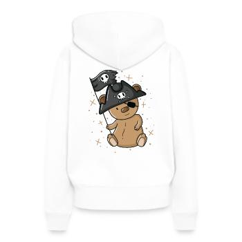 Piraten Teddybär mit Piratenhut Augenklappe - Frauen Premium Bio Hoodie - Weiß - Hinten - Julia (174cm)