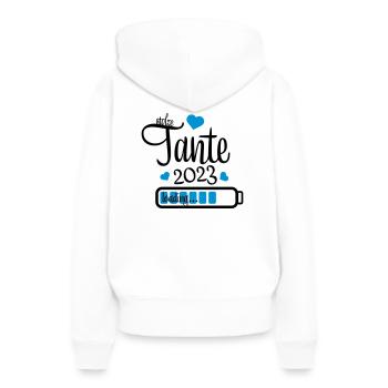 tante 2023 - Frauen Premium Bio Hoodie - Weiß - Hinten - Julia (174cm)