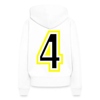 4 Zahl College - Frauen Premium Bio Hoodie - Weiß - Hinten - Julia (174cm)