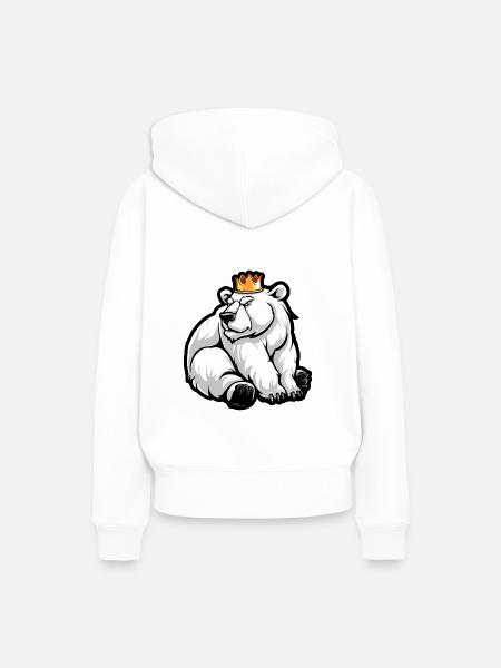 Eisbär Comic Krone - Frauen Premium Bio Hoodie - Weiß