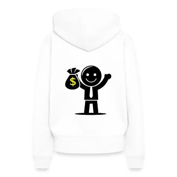 Argent Cash Hustle Sac d’argent - Sweat à capuche Premium bio Femme - blanc - Dos - Julia (174cm)