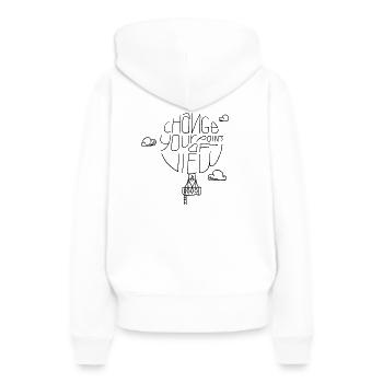 Abstrakte Perspektive – Kunst Design - Frauen Premium Bio Hoodie - Weiß - Hinten - Julia (174cm)
