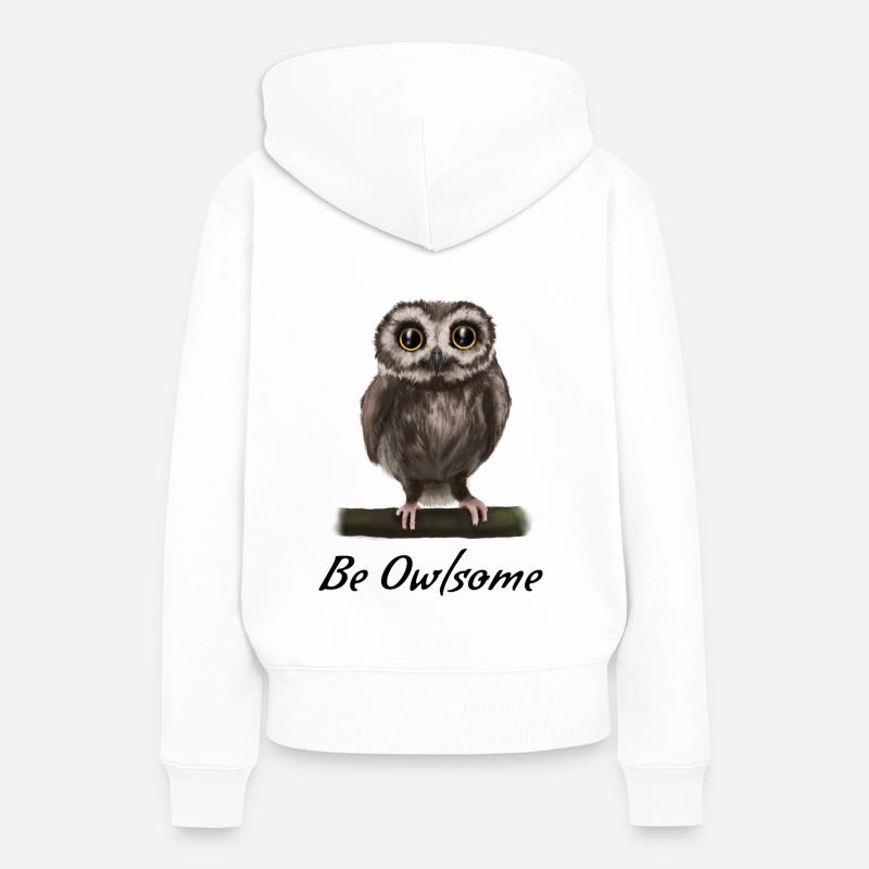 Uhu Eule - besome (awesome) - Frauen Premium Bio Hoodie - Weiß