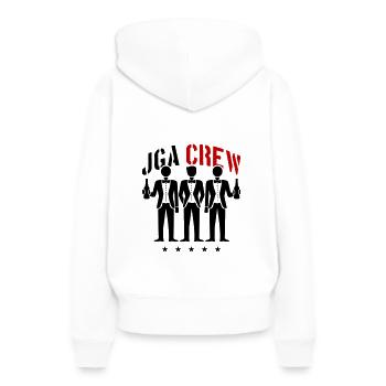 Enterrement de vie de garçon Équipage Enterrement de vie de garçon - Sweat à capuche Premium bio Femme - blanc - Dos - Julia (174cm)
