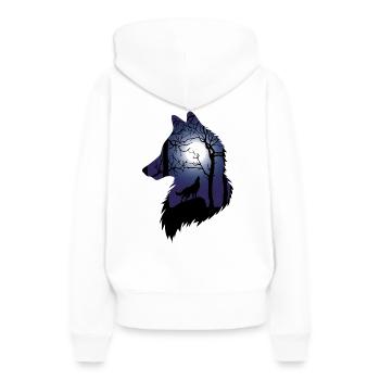 Silhouette wolf wolf head animal head forest - Women’s Premium Organic Hoodie - white - Back - Julia (174cm)