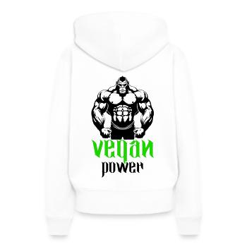 Gorilla Bodybuilder Végétalien - Sweat à capuche Premium bio Femme - blanc - Dos - Julia (174cm)