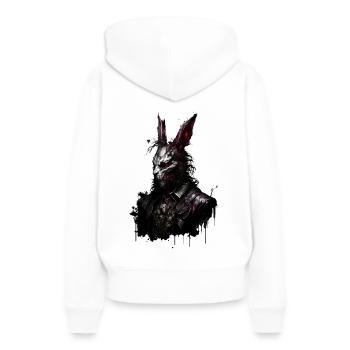 Untoter Osterhase mit Anzug - Frauen Premium Bio Hoodie - Weiß - Hinten - Julia (174cm)