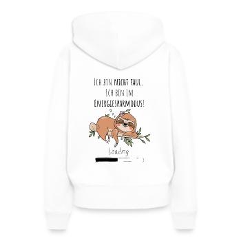 Ich bin nicht faul - Frauen Premium Bio Hoodie - Weiß - Hinten - Julia (174cm)