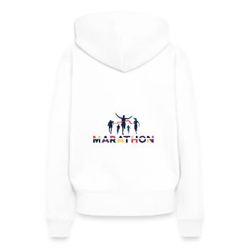 Marathon - Sweat à capuche Premium bio Femme - blanc - Dos - Julia (174cm)