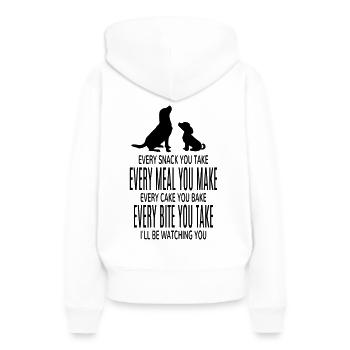 Chien chiens drôles dictons drôles - Sweat à capuche Premium bio Femme - blanc - Dos - Julia (174cm)