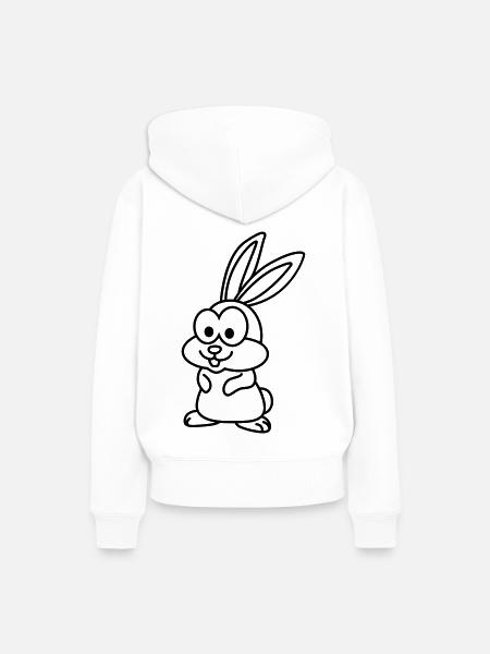 Hase Comic Tier - Frauen Premium Bio Hoodie - Weiß