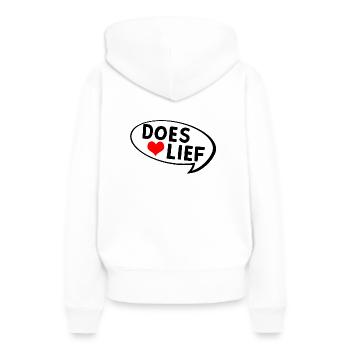 doeslief commentaire aimant avec cœur - Sweat à capuche Premium bio Femme - blanc - Dos - Julia (174cm)