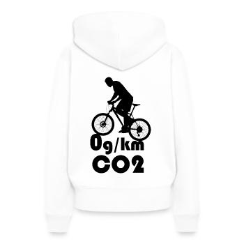Changement climatique CO2 Cycle neutre en CO2 - Sweat à capuche Premium bio Femme - blanc - Dos - Julia (174cm)