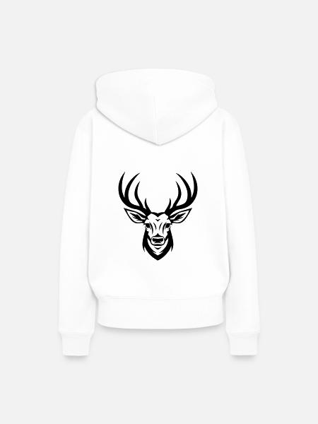 Hirsch Kopf - Frauen Premium Bio Hoodie - Weiß