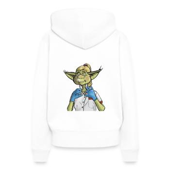 Korrigane infirmière - Sweat à capuche Premium bio Femme - blanc - Dos - Julia (174cm)