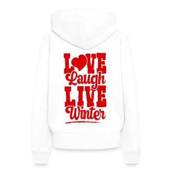 Love Live Winter - Sweat à capuche Premium bio Femme - blanc - Dos - Julia (174cm)