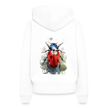 Cooler Wasserfarben Boho Marienkaefer Insekt - Frauen Premium Bio Hoodie - Weiß - Hinten - Julia (174cm)
