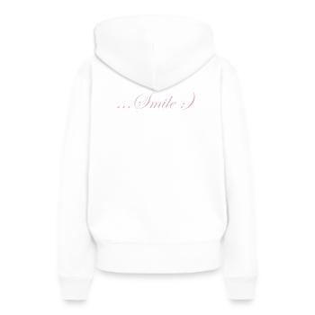 Lettrage de sourire - Sweat à capuche Premium bio Femme - blanc - Dos - Julia (174cm)