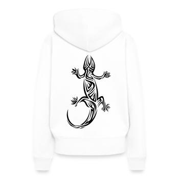 Tatouage tribal Gecko - Sweat à capuche Premium bio Femme - blanc - Dos - Julia (174cm)