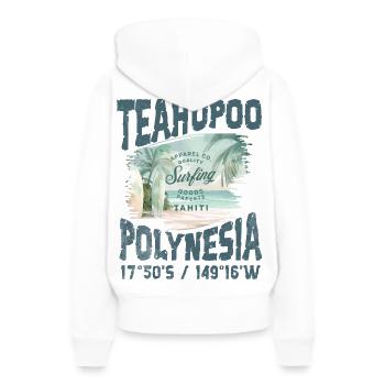 Teahupoo Polynesien Tahiti - Frauen Premium Bio Hoodie - Weiß - Hinten - Julia (174cm)