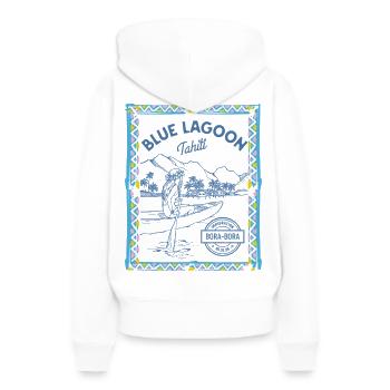 Blue Lagoon Tahiti Surf Art Bora Bora - Sweat à capuche Premium bio Femme - blanc - Dos - Julia (174cm)