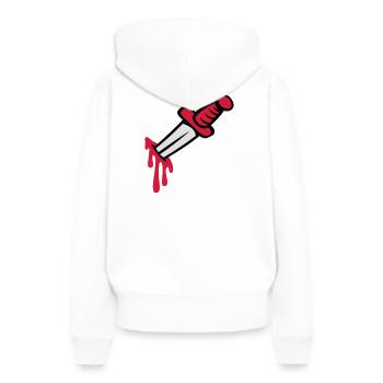 Messer in der Sie zurück - Frauen Premium Bio Hoodie - Weiß - Hinten - Julia (174cm)