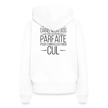 Ceux qui parlent dans mon dos - Sweat à capuche Premium bio Femme - blanc - Dos - Julia (174cm)
