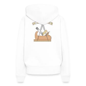 Die Schreiner Zunft - Frauen Premium Bio Hoodie - Weiß - Hinten - Julia (174cm)