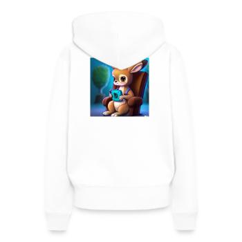 Kangou joue - Sweat à capuche Premium bio Femme - blanc - Dos - Julia (174cm)