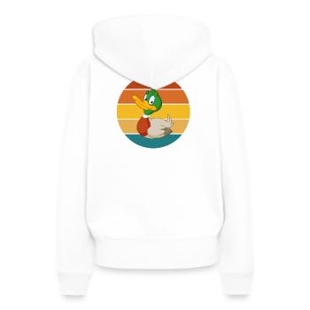 chasse, chasse au canard, chasser, chasseur - Sweat à capuche Premium bio Femme - blanc - Dos - Julia (174cm)