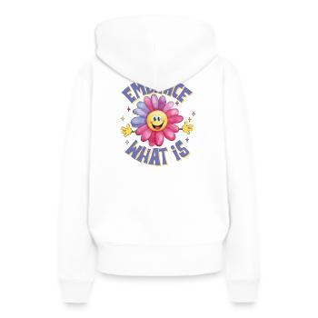 positive Einstellung, Lebensfreude, Lebensfreude - Frauen Premium Bio Hoodie - Weiß - Hinten - Julia (174cm)