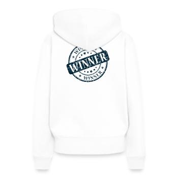 winner, gagnant, meilleur, gagnante, meilleure - Sweat à capuche Premium bio Femme - blanc - Dos - Julia (174cm)