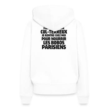 Bauer, Bauer, Bauer, Land - Frauen Premium Bio Hoodie - Weiß - Hinten - Julia (174cm)