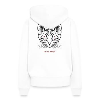 Katze, feine Miez - Frauen Premium Bio Hoodie - Weiß - Hinten - Julia (174cm)