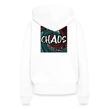 CHAOS - Frauen Premium Bio Hoodie - Weiß - Hinten - Julia (174cm)