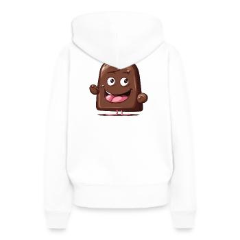 chocolat, j'aime le chocolat, j'adore le chocolat - Sweat à capuche Premium bio Femme - blanc - Dos - Julia (174cm)