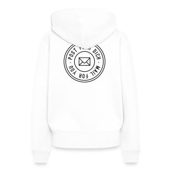 UNE Post pour vous - Sweat à capuche Premium bio Femme - blanc - Dos - Julia (174cm)