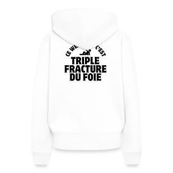 week-end, fiesta, EVG - Sweat à capuche Premium bio Femme - blanc - Dos - Julia (174cm)