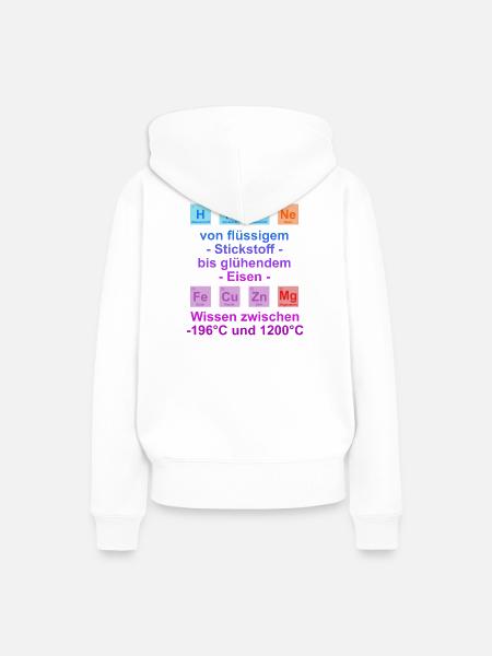 Unispruch "auf Temperatur" Geschenk, Studenten - Frauen Premium Bio Hoodie - Weiß