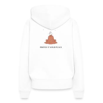 Protect Your Peace - Minimalist Line Art - Frauen Premium Bio Hoodie - Weiß - Hinten - Julia (174cm)