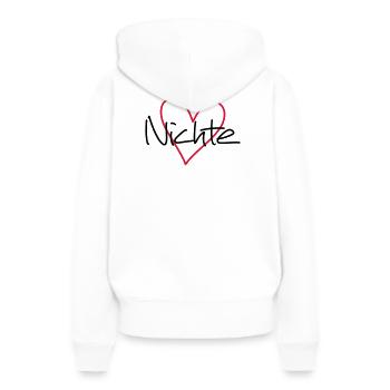 Niece coeur cadeau idée cadeau look partenaire - Sweat à capuche Premium bio Femme - blanc - Dos - Julia (174cm)