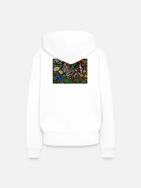 Blumenhühner-Volkskunstgarten - Frauen Premium Bio Hoodie - Weiß