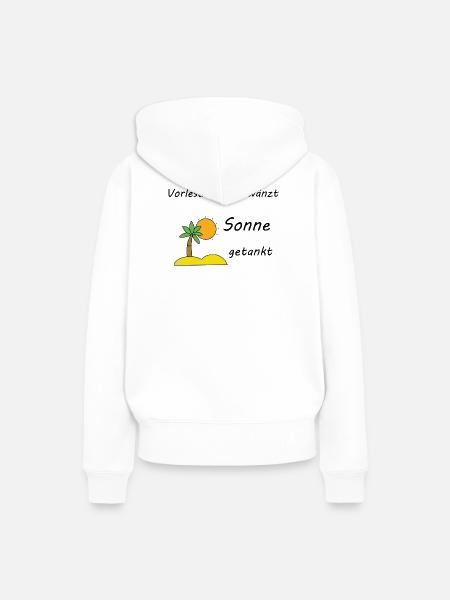 Unispruch "Sonne getankt" Geschenk, Studenten - Frauen Premium Bio Hoodie - Weiß