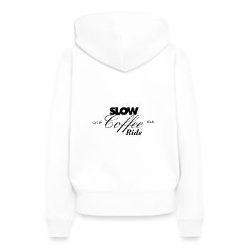 Balade autour du café - Sweat à capuche Premium bio Femme - blanc - Dos - Julia (174cm)