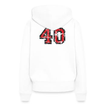 Nombre 40 - 40e Anniversaire Quarante - Sweat à capuche Premium bio Femme - blanc - Dos - Julia (174cm)